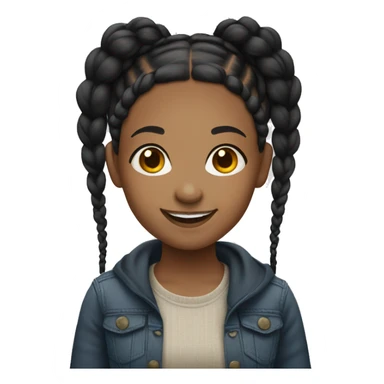 Light skin black girl with braids smiling sticker