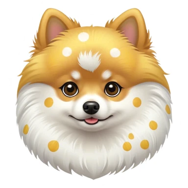 Pomeranian white and yellow dots sticker