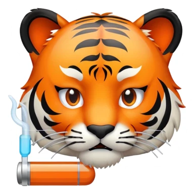 sick tiger face with thermometer and tissue for Twitch emote sticker