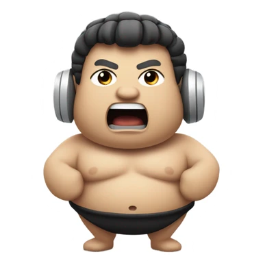 Sumo wrestler singing into microphone sticker