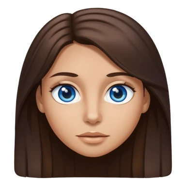 long dark brown hair with highlights in the front, big blue eyes clear taned skin sticker