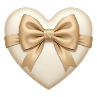 white heart with beige bow, bow on top sticker