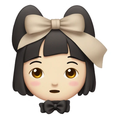 Beige kuromi with a bow sticker