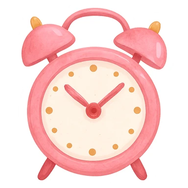 pink alarm clock, cute sticker
