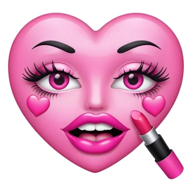 pink hearts with eyelashes and lipstick mouth sticker