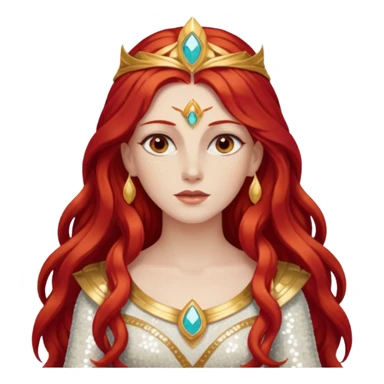 Minerva, Goddess of Wisdom from Gods and Goddesses with long red hair, ivory sequin outfit sticker
