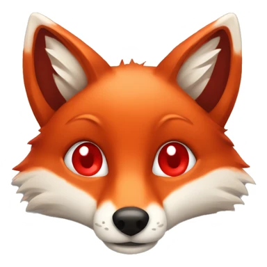 deep lush red fox face with tiny red heart instead of eyes sticker