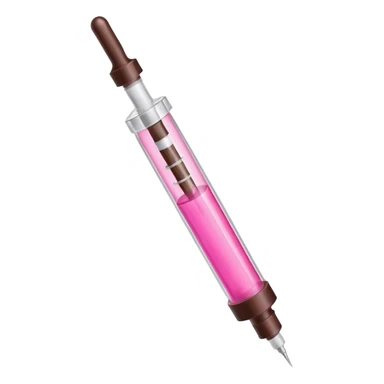 pink and dark brown syringe sticker