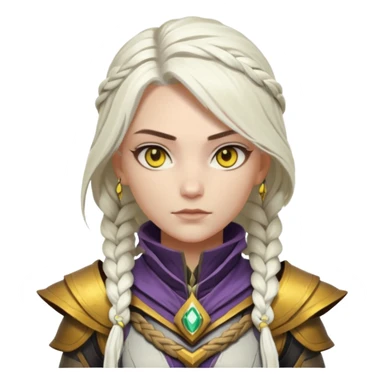 novice warlock from Destiny 2, female, long white braided hair, gold yellow eyes, no helmet, Destiny 2 armor sticker