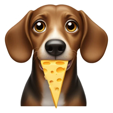 A wiener dog eating cheese ￼ sticker