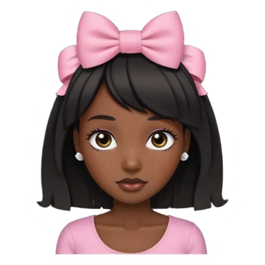 Adult woman with black cute  cut with a black top and a bow on her head with long lashes sticker