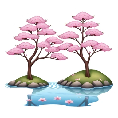 Cherry blossom trees with river sticker