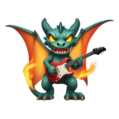 Mean Dragon breathing fire with electric guitar sticker