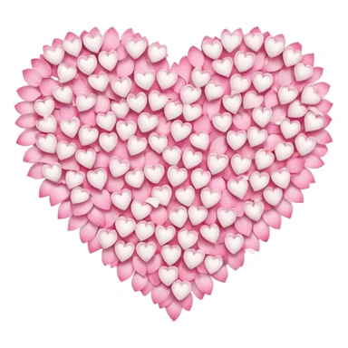 sakura heart, heart made of white sakura petals with pink accents, remove background sticker