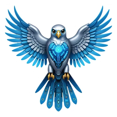 The Cybernetic Falcon
A high-tech falcon with holographic wings resembling circuit boards.
Symbolizes speed, intelligence, and vision—like AI navigating the future.
Neon-blue eyes and accents, showing its connection to decentralized tech. sticker