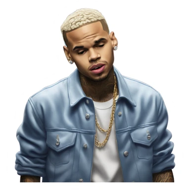 Hyper Realistic Chris Brown on stage with spotlights shining on him sticker