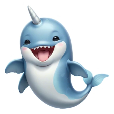 Cinematic Cute Yawning Narwhal Portrait Emoji, Head tilted slightly with a dramatic, wide-open yawn, showcasing a sleek, graceful form and a subtly curved tusk, sleepy eyes half-closed in drowsy contentment, Simplified yet irresistibly adorable features, highly detailed, glowing with a soft, cozy oceanic glow, high shine, relaxed yet expressive, stylized with a touch of whimsical charm, bright and endearing, soft glowing outline, capturing the essence of a drowsy yet affectionate sea guardian that seems ready to drift out of the screen for a nap! sticker