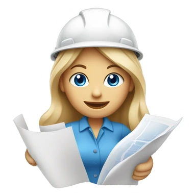 woman profession architect holding blueprints. She has blue eyes sticker