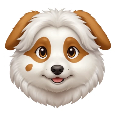 White dog with brown eyes and some long white body and white ears with brown spots curved on the sides sticker