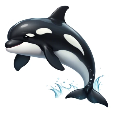 Cinematic Noble orca Portrait Emoji, Poised and majestic, with a sleek, streamlined black-and-white body, piercing intelligent eyes, and a powerful, commanding presence, Simplified yet sharp and sophisticated features, highly detailed, glowing with a soft oceanic radiance, high shine, intelligent and formidable, stylized with an air of deep-sea dominance, focused and alert, soft glowing outline, capturing the essence of an apex predator that appears ready to surge out of the waves with effortless authority! sticker