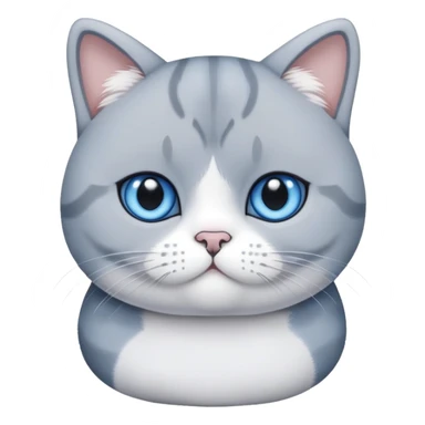 British shorthair blue and white cat with round face and plush fur sticker