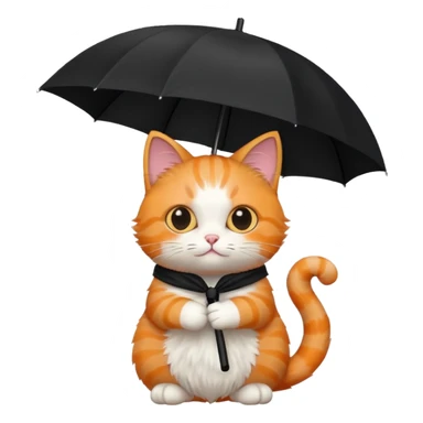 cat holding an umbrella sticker