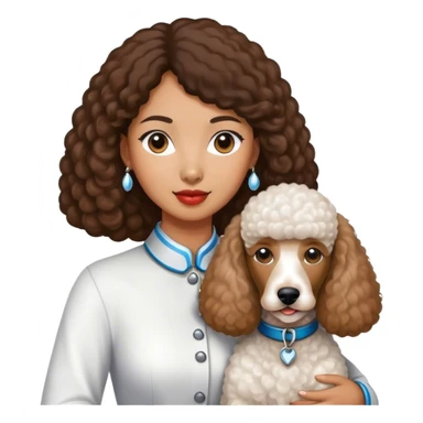 White standard poodle and Asian brown-skinned women sticker