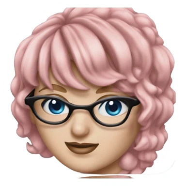 Hyper Realistic Taylor Swift blue eyes and glasses with pink hair  sticker