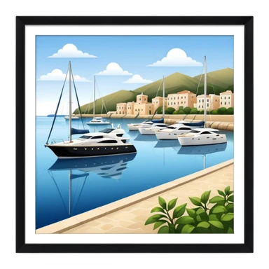 Port with yachts  sticker