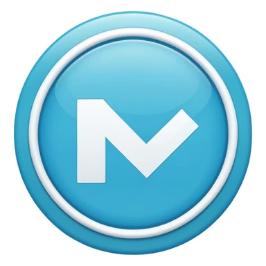 "A small solid cyan-blue circle with a centered bright white check mark, clean and minimal, symbolizing trust and distinction." sticker
