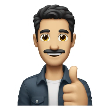 dark hair dark eyed man with short mustache thumbs up  sticker