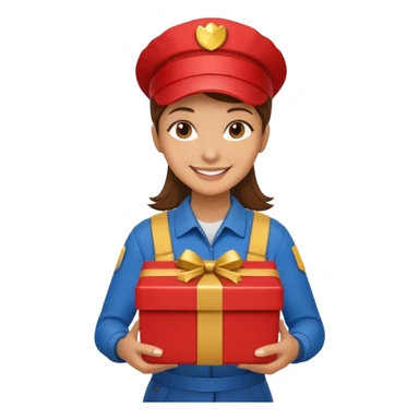 woman courier holding gift box sticker