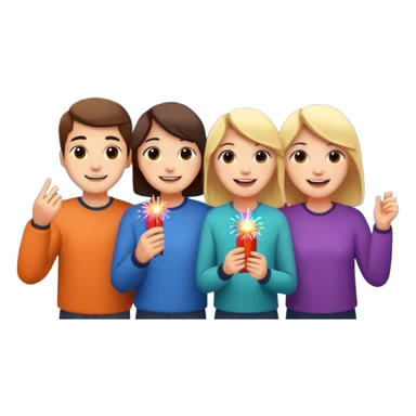 group of friends watching fireworks sticker