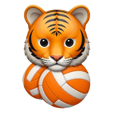 Make a tiger holding a volleyball  sticker