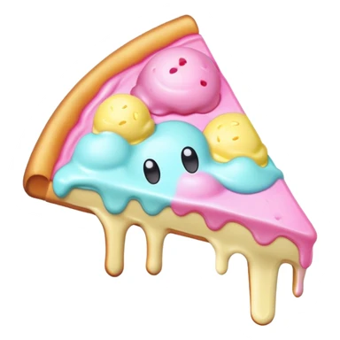 Melted neon kawaii pastel ice cream pizza slice sticker