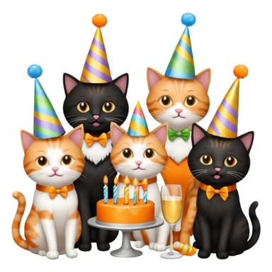 twelve cats at a birthday party sticker
