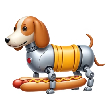 Icon for Botdog.co: a mix of a robotic dog and a hotdog sticker