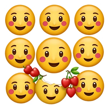 Koyu renk, dağınık dalgalı saçlı, kısa kahküllü, yuvarlak gözlüklü ve büyük kahverengi gözlü bir genç kadının yüzünü gösteren emoji tarzı illüstrasyon. Hafif bir gülümseme veya tatlı bir sırıtış ifadesi var. Cilt tonu açık. sticker