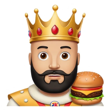 bald guy with black beard and a burger king crown sticker