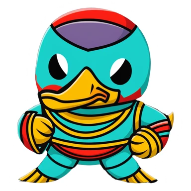 Louisiana themed luchador mask with pelican and New Orleans jazz elements sticker