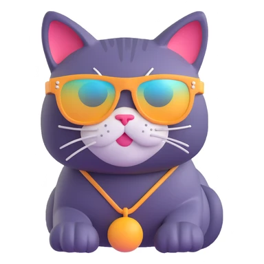 cat wearing sunglasses, vibrant and fun sticker