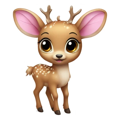 baby deer with fairy wings and a pink bow around its neck  sticker