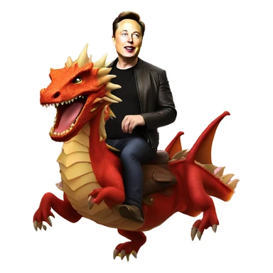 Elon Musk riding on dragon in spce  sticker
