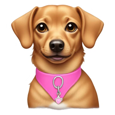 Chiweenie wearing a pink collar sticker