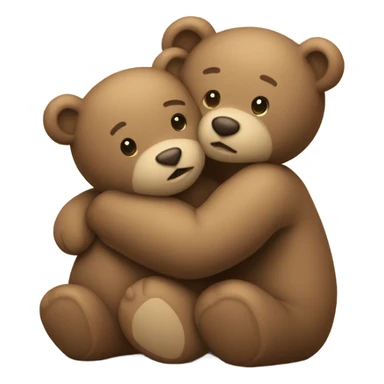 a light teddy bear hugging a darles teddy bear with a beige heart on their side sticker