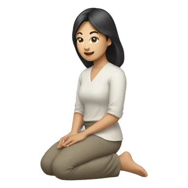 asian woman kneeling  sticker
