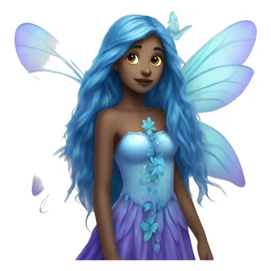 Beautiful,blue flower, fairy, blue, turqoise, silver, purple, long hair, big wings sticker