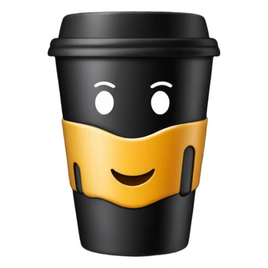 takeaway coffee cup black with black lit sticker