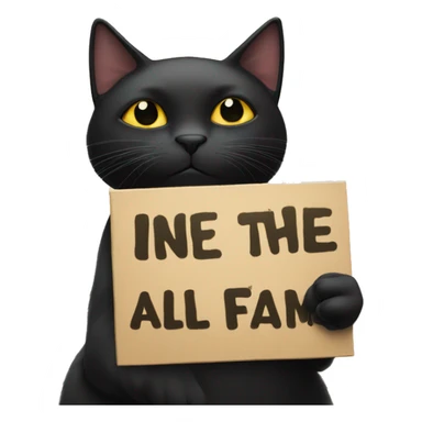 Black cat holding sign that says In the Clerb we all fam sticker