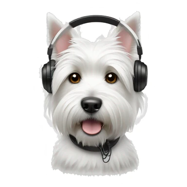 west highland white terrier with black headphone sticker